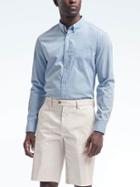Banana Republic Mens Camden Fit Custom Wash Stripe Shirt - Blue Tropic