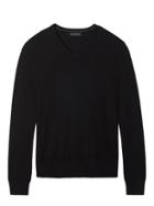 Banana Republic Mens Slim-fit Silk-cotton Cashmere V-neck Sweater Black Size Xl
