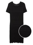Banana Republic Womens Petite Mixed-stitch Knit Dress Black Size M