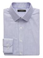 Banana Republic Mens Grant Slim-fit Non-iron Stripe Shirt Voltage Blue Size M