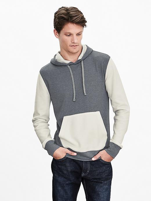 Banana Republic Mens Waffle Knit Hoodie Size L Tall - Transition Cream