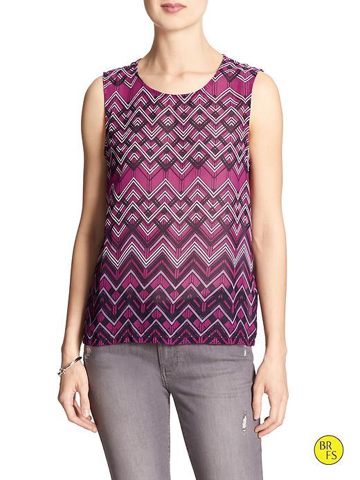 Banana Republic Factory Sleeveless Button Back Blouse Size L - Magenta Print