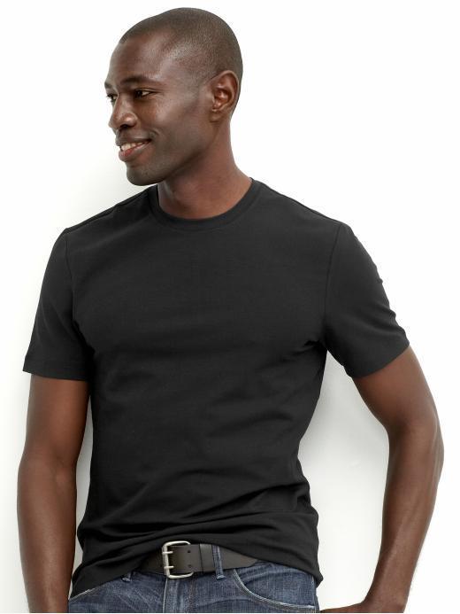 Banana Republic Men's New Stretch Pima Black Cotton Basic Tee Shirt - Black