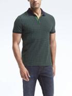 Banana Republic Mens Slim Pique Gingham Polo - Green