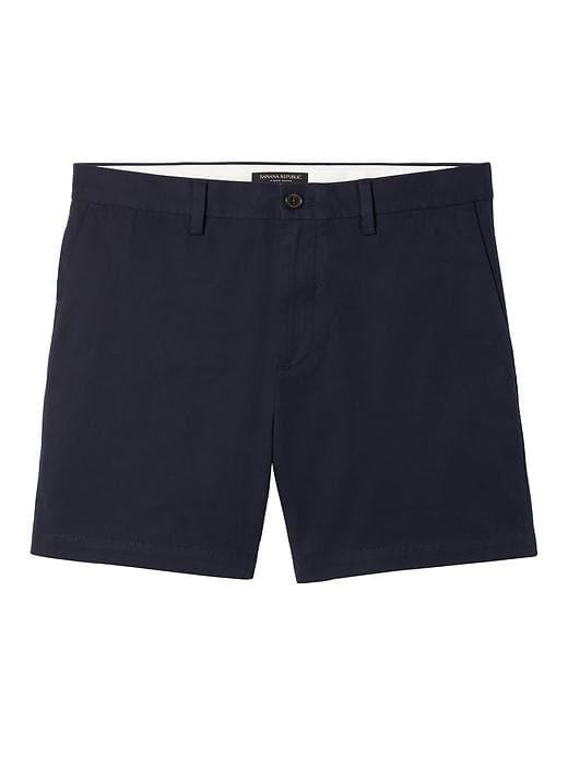 Banana Republic Mens Aiden Slim Stretch Cotton 7 Short - Navy