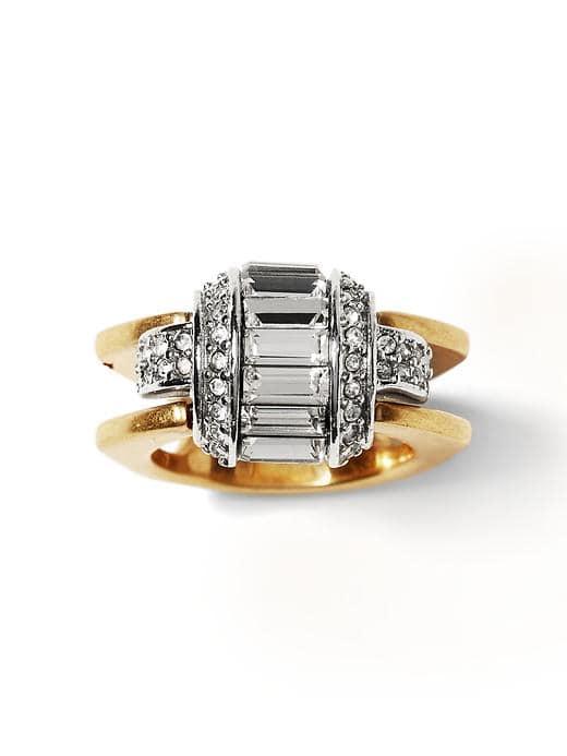 Banana Republic Mechanical Deco Ring - Clear Crystal