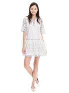 Banana Republic Womens Eyelet Tie Front Dress Size L Tall - White