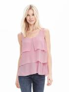 Banana Republic Pink Tiered Sleeveless Top Size L Petite - Pink Mist