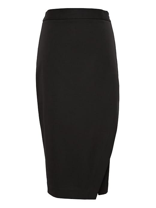Banana Republic Womens Bi-stretch Wrap-front Pencil Skirt Black Size 0