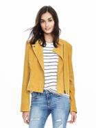 Banana Republic Womens Yellow Suede Moto Jacket Size L - Yellow