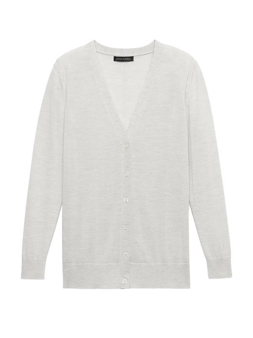 Banana Republic Womens Machine-washable Merino Boyfriend Cardigan Sweater Heather Light Gray Size Xl