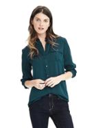 Banana Republic Womens Dillon Fit Utility Blouse Size L Tall - Loch Green