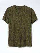 Banana Republic Mens Palm Print Crew Tee - Green