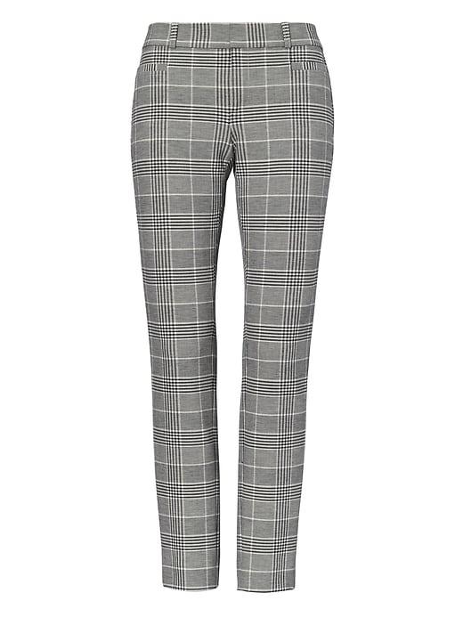 Banana Republic Womens Sloan Skinny-fit Check Ankle Pant Black & White Size 12