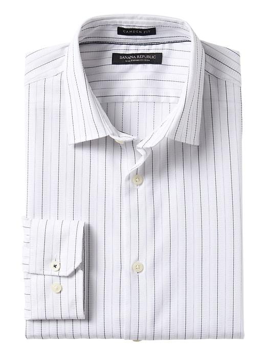 Banana Republic Mens Camden Standard Fit Supima Cotton Stripe Shirt - White