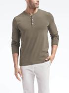 Banana Republic Mens Modal Pima Cotton Henley Shirt - Utility Green