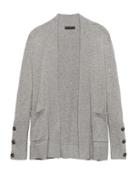 Banana Republic Womens Cotton-wool Blend Open Cardigan Sweater Heather Light Gray Size L