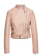 Banana Republic Womens Heritage Cropped Leather Moto Jacket Peachy Pink Size S