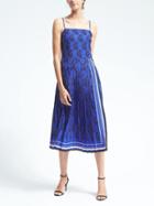 Banana Republic Womens Paisley Pleated Dress - Royal Blue