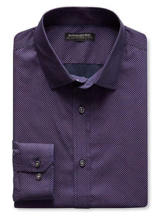 Banana Republic Mens Grant Fit Non Iron Micro Diamond Shirt - Bright Magenta