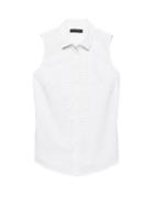 Banana Republic Womens Riley-fit Ruffle-front Sleeveless Shirt White Size 4