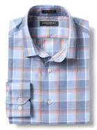 Banana Republic Mens Camden Fit Non Iron Multi Plaid Shirt - Cool Water