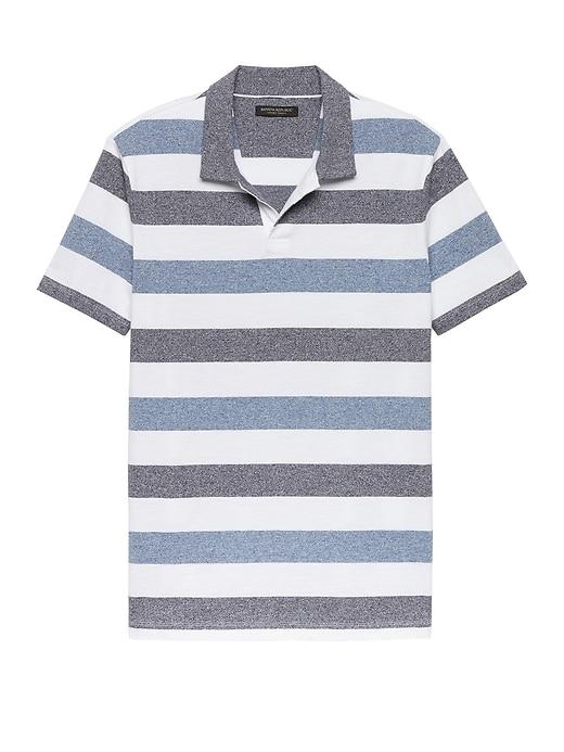 Banana Republic Mens Slim Luxury-touch Stripe Polo Shirt Blue & Navy Stripe Size Xxl