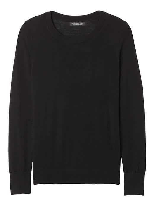 Banana Republic Womens Merino Pullover Crew - Black