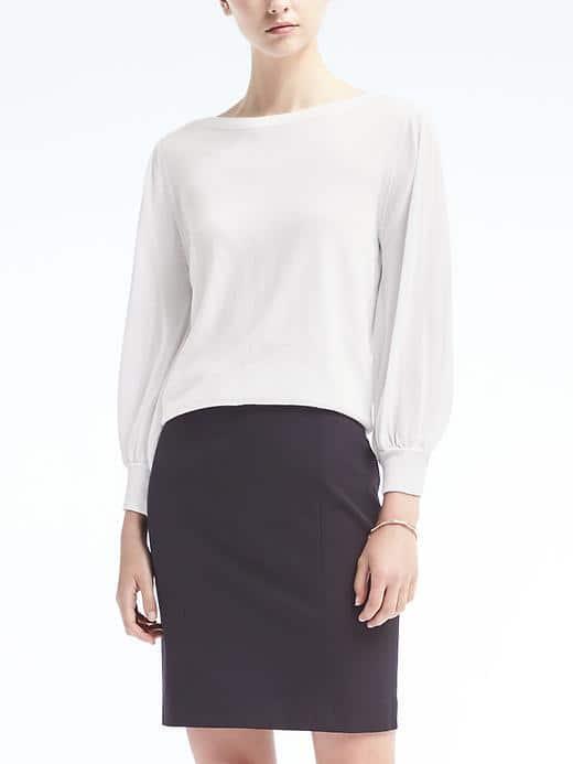 Banana Republic Womens Sheer Sleeve Pullover - White