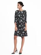Banana Republic Womens Pieced Watercolor Floral Dress - Flint Grey