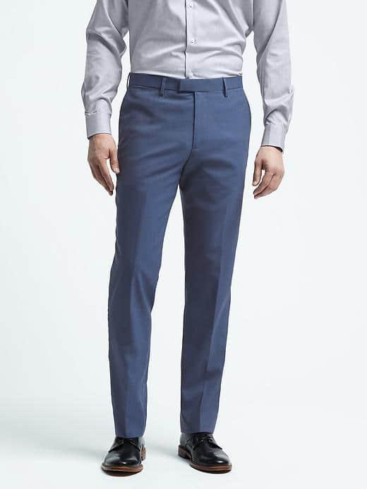Banana Republic Mens Standard Solid Performance Wool Pant - Navy