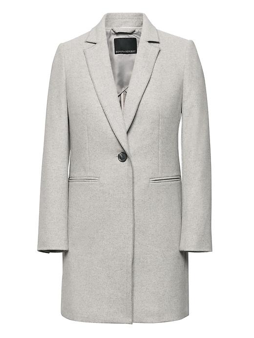 Banana Republic Womens Italian Melton Wool-blend Tailored Car Coat Light Gray Size 2