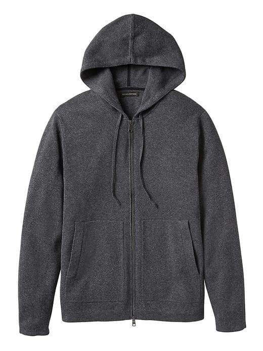 Banana Republic Mens Full Zip Hoodie With Coolmax Technology - Smoke