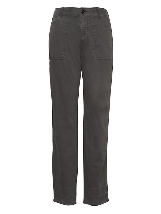 Banana Republic Womens Petite Straight-fit Utility Chino Pant Dark Gray Size 0
