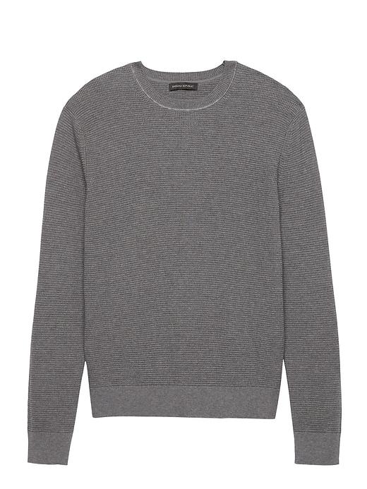 Banana Republic Mens Supima Cotton Waffle-knit Crew-neck Sweater Asphalt Size M