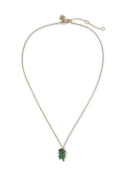 Banana Republic Womens Jeweled Palm Leaf Pendant Necklace Gold Size One Size