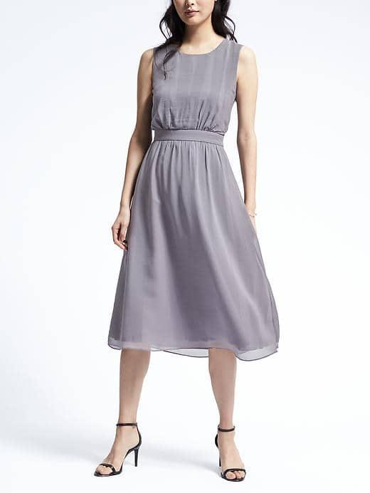 Banana Republic Womens Heritage Sleeveless Ribbon Midi Dress - Luxe Grey