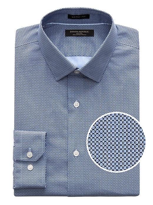 Banana Republic Mens Grant Slim-fit Non-iron Dot Shirt Allports Blue Size L