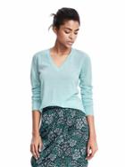 Banana Republic Womens Extra Fine Merino Wool Pointelle Vee Pullover Size Xl - Mint