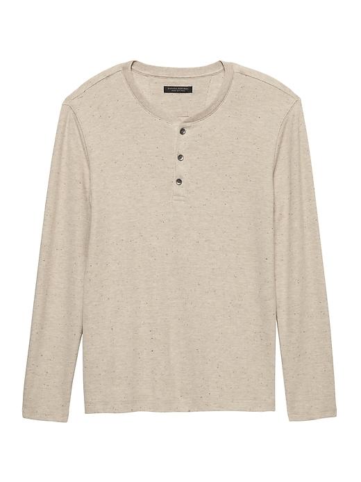 Banana Republic Mens Waffle-knit Cotton-modal Henley T-shirt Sand Khaki Size S