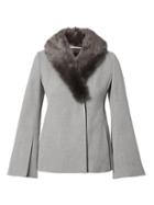 Banana Republic Womens Bell-sleeve Jacket With Removable Faux Fur Collar Gray Size 14