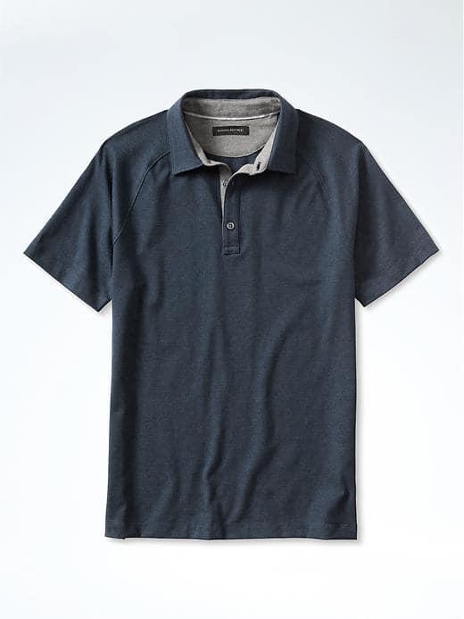 Banana Republic Mens Stretch Raglan Polo - Navy Heather