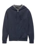 Banana Republic Mens Cotton Textured Full-zip Sweater Hoodie Navy Size M