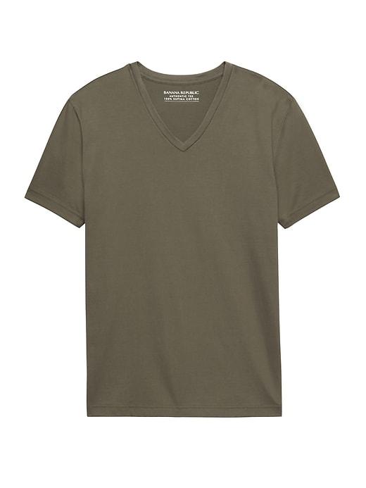 Banana Republic Mens Authentic Supima Cotton V-neck T-shirt Utility Green Size M