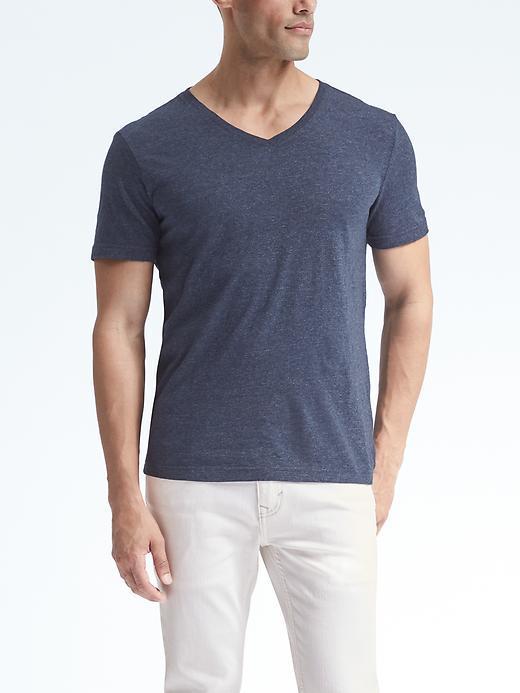 Banana Republic Mens Short Sleeve Soft Wash Vee - Midnight Navy