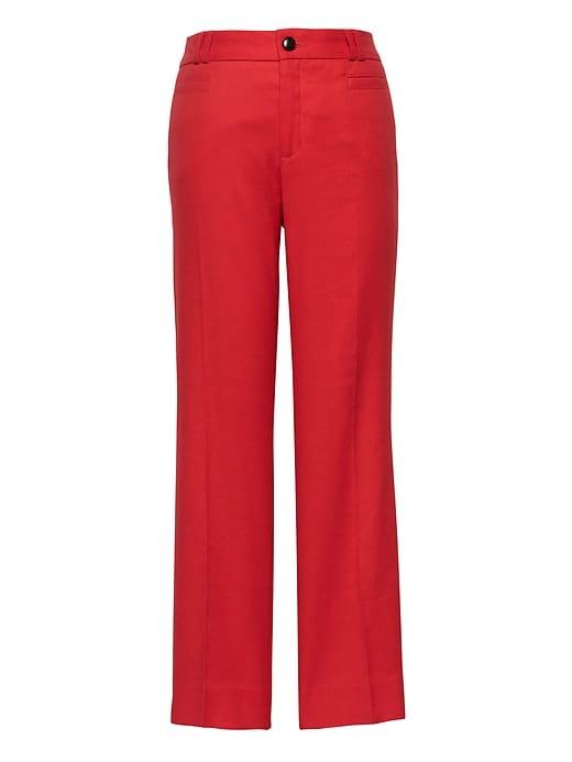 Banana Republic Womens Petite Logan Trouser-fit Cropped Stretch Linen-cotton Pant Red Size 2