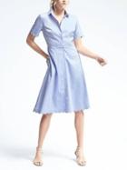Banana Republic Blue Scallop Shirtdress - Cerulean Blue