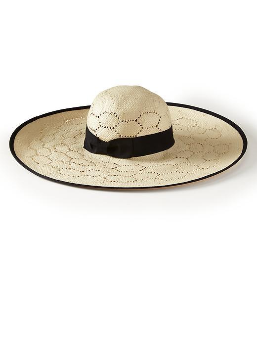 Banana Republic Womens Open Weave Sunhat Size L/xl - Natural/black