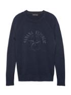 Banana Republic Mens Machine-washable Cashmere Blend Logo Sweater Navy Size M