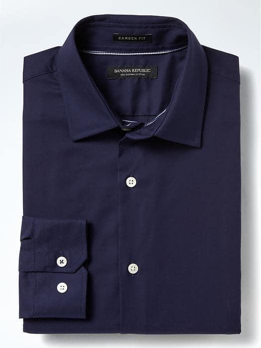 Banana Republic Mens Camden Fit Supima Cotton Textured Shirt - Navy